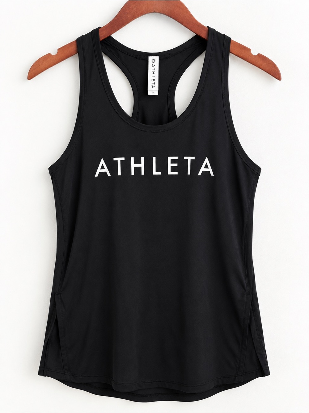 Athleta Black Logo Racerback Tank S Performance Yoga Pilates Workout Top